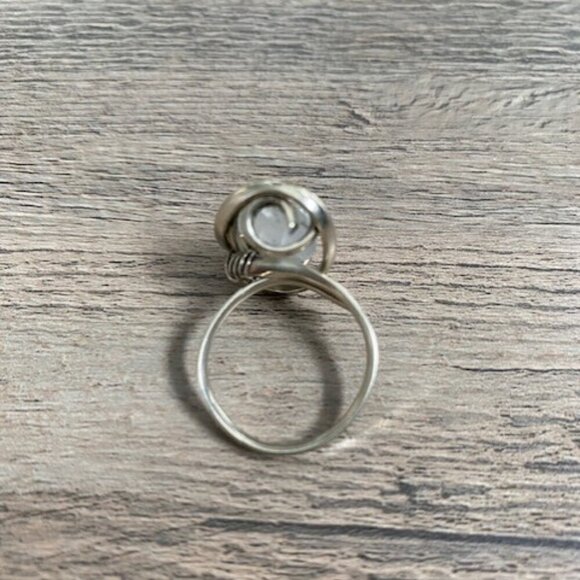 White Beach Sea Glass Adjustable Silver Ring Sz 7 - Picture 7 of 10
